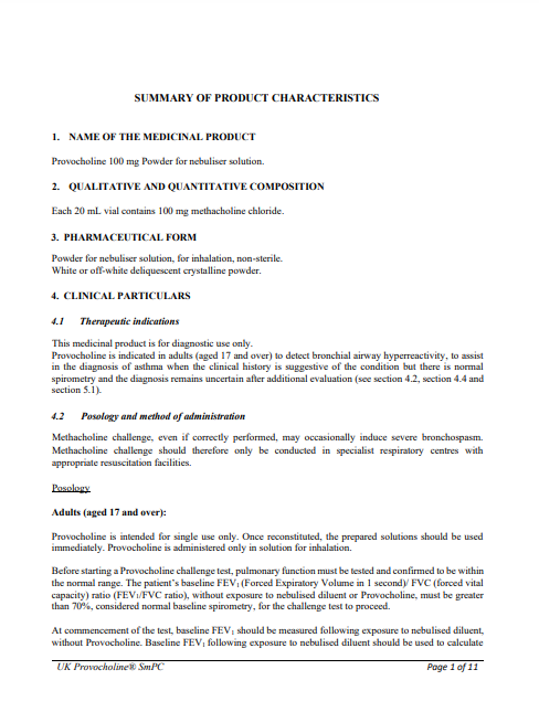 Thumbnail image of Provocholine UK SMPC