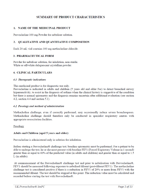 Provocholine UK SMPC